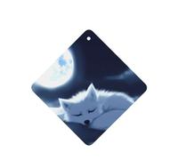 Phayah 4 ambientadores cuadrados para colgar en el coche, diseño de zorro durmiendo bajo la luna, aroma a lavanda, para tableta, armario, zapatos, clóset