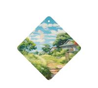 Phayah 4 ambientadores de coche colgantes con patrón de camino de campo, pastillas de aroma de lavanda, fragancia de larga duración, cuadrada