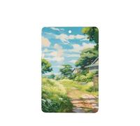 Phayah 4 ambientadores de coche colgantes con patrón de camino de campo, tabletas aromáticas de lavanda, fragancia de larga duración, tarjeta perfumada rectangular