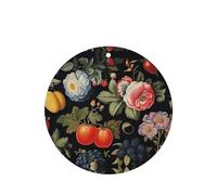 Phayah 4 ambientadores de coche colgantes con patrón de flores y bayas, pastillas aromáticas de lavanda de larga duración, forma redonda