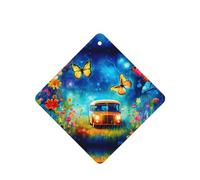 Phayah 4 ambientadores de coche colgantes de jardín mariposa autobús patrón lavanda aroma tabletas de larga duración fragancia perfumada tarjeta cuadrada