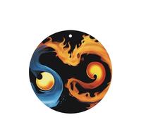 Phayah 4 ambientadores de coche con diseño de símbolo de fuego y agua, aroma de lavanda, forma redonda, para colgar, para tableta, armario, zapatos, clóset