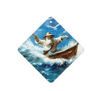 Phayah 4 ambientadores para coche, diseño de pescador en el mar, con aroma a lavanda, pastillas cuadradas de larga duración