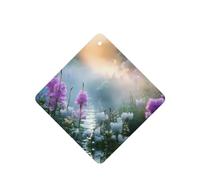 Phayah 6 ambientadores de coche colgantes con patrón de flores de lavanda con aroma a lavanda de larga duración, tarjeta perfumada cuadrada