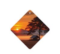 Phayah 6 ambientadores para coche, diseño de campo al atardecer, con aroma a lavanda, de larga duración, cuadrados