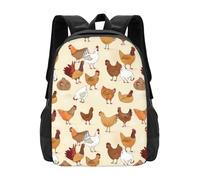 PHAYAH A Brood Of Chickens Pattern Casual Shoulder Classic Basic Travel Backpack Travel and Outdoor Activities Resistant