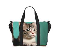 Phayah A Curious Cat - Bolsa de viaje de viaje, bolsa de gimnasio, bolsa de hombro para fin de semana, para mujer, color negro, talla única, Negro, One Size