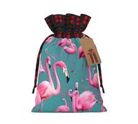 PHAYAH A Flock Of Flamingos - Bolsa de regalo de arpillera con cordón de Navidad, bolsa de almacenamiento adecuada para Navidad, fiesta de cumpleaños