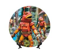 PHAYAH A Mechanical Fish Pattern Bone China - Plato decorativo de cerámica con soporte vertical para decoración del hogar y la oficina, 10 pulgadas