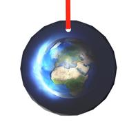 Phayah Adorno de árbol de Navidad personalizado con forma redonda de vidrio con diseño de tierra brillante, para reuniones familiares de Año Nuevo, recuerdos del hogar