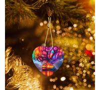 Phayah Adorno de árbol mágico de cerámica con diseño de cabaña de árbol de Navidad, recuerdo de Año Nuevo, recuerdos para el hogar para reuniones, árbol de Navidad