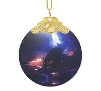 Phayah Adorno mágico de árbol de Navidad con forma redonda de cristal con hebilla de metal dorado para familia, Año Nuevo, hogar, recuerdos, reuniones