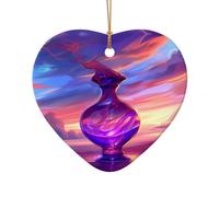 Phayah Adorno mágico de cerámica con forma de corazón para árbol de Navidad, recuerdo de Año Nuevo, recuerdos para el hogar para reuniones, decoración colgante