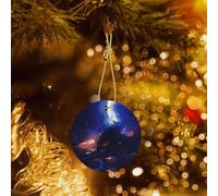 Phayah Adorno redondo de cerámica para árbol de Navidad con diseño mágico bajo el agua, recuerdos para el hogar para reuniones, árbol de Navidad