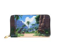 PHAYAH Age Of Dinosaurs - Cartera larga de piel con cremallera para mujer, con diseño de dinosaurios
