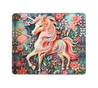 PHAYAH Alfombrilla de mouse con diseño de unicornio de corte de papel rosa, alfombrilla de mouse inalámbrica portátil, base de goma antideslizante, superficie lisa para oficina y viajes, 7.9 x 9.5