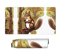 Phayah Alfombrilla de mouse grande con diseño de ardilla que come nueces, accesorios de escritorio de oficina, alfombrilla de mouse impermeable para juegos, alfombrilla de computadora de 16 x 29.5