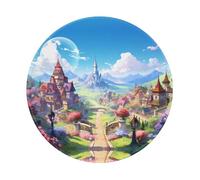 PHAYAH Alfombrilla de mouse redonda con patrón de ciudades pequeñas para escritorio, mouse inalámbrico, laptop, computadora, viajes, trabajo, oficina, suministros de 7.9 x 7.9 pulgadas