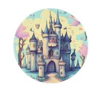 PHAYAH Alfombrilla de mouse redonda para juegos con diseño de castillo de cuento de hadas de 7.9 x 7.9 pulgadas con bordes cosidos, alfombrilla de mouse plegable para computadora portátil