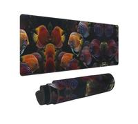 PHAYAH Alfombrilla de ratón para juegos, diseño de peces tropicales, tamaño XXL, XL, grande, alfombrilla de mouse de goma antideslizante, bordes cosidos, 31.5 x 11.8 pulgadas