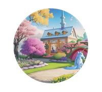 PHAYAH Alfombrilla de ratón redonda con diseño de unicornio y cuento de hadas, impermeable, base de goma antideslizante, alfombrilla de protección para escritorio, diámetro de 7.9 pulgadas