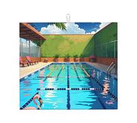 Phayah Alfombrillas de secado con patrón de flamenco y piscina para encimera de cocina, 16 x 18 pulgadas, tapete de secado de microfibra, accesorios de cocina, escurridor de platos