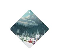 Phayah Ambientador cuadrado para coche, diseño de ciudad de pueblo cubierto de nieve, aroma a lavanda, tarjeta perfumada colgante, 4 piezas para coches, armarios, zapatos
