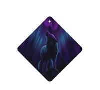 Phayah Ambientador cuadrado para coche, diseño de lobos, aullando en la aurora boreal, aroma a lavanda, tarjeta perfumada para colgar, 4 piezas para coches, armario, zapatos