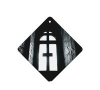 Phayah Ambientador cuadrado para colgar en el interior del coche, 4 unidades, diseño de cruz de iglesia