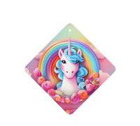 Phayah Ambientador cuadrado para colgar en el interior del coche, 6 unidades, diseño de unicornio arcoíris, aroma a lavanda, aroma de lavanda