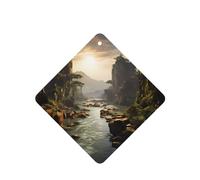 Phayah Ambientador cuadrado para colgar en el interior del coche, con aroma a lavanda y montañas y ríos, 4 unidades