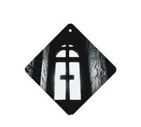 Phayah Ambientador cuadrado para colgar en el interior del coche, con diseño de cruz de iglesia, aroma de lavanda, 6 unidades