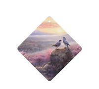Phayah Ambientador de coche con aroma a lavanda con diseño de dos pájaros en una roca, tarjeta cuadrada para colgar, tarjeta perfumada para colgar, 6 piezas para cajones de armario de automóviles