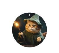 Phayah Ambientador de coche con aroma a lavanda con diseño de gato mago, forma redonda, tarjeta perfumada para colgar, 6 piezas para cajones de armario de automóviles