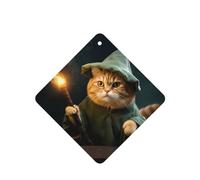 Phayah Ambientador de coche con aroma a lavanda con diseño de gato mago, tarjeta cuadrada para colgar, tarjeta perfumada para colgar, 4 piezas para cajones de armario de automóviles