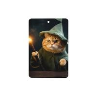 Phayah Ambientador de coche con aroma a lavanda con diseño de gato mago, tarjeta rectangular para colgar, tarjeta perfumada para colgar, 4 piezas para cajones de armario de automóviles