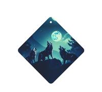 Phayah Ambientador de coche con aroma a lavanda con diseño de lobo aullando en luna llena, tarjeta cuadrada para colgar, tarjeta perfumada para colgar, 4 piezas para cajones de armario de automóviles