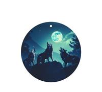 Phayah Ambientador de coche con aroma a lavanda con diseño de lobo aullando en luna llena, tarjeta perfumada colgante, 6 piezas para cajones de armario de automóviles