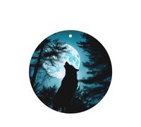 Phayah Ambientador de coche con aroma a lavanda con diseño de lobo bajo la luna, forma redonda, tarjeta perfumada colgante, 6 piezas para cajones de armario de automóviles