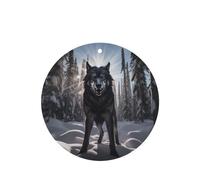 Phayah Ambientador de coche con aroma a lavanda con diseño de lobo en nieve, tarjeta de forma redonda, para colgar, 4 unidades, para cajones de armario de automóviles