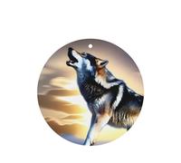 Phayah Ambientador de coche con aroma a lavanda con diseño de lobo que crece en el cielo, tarjeta con forma redonda, para colgar, 4 piezas para coches, armarios, zapatos