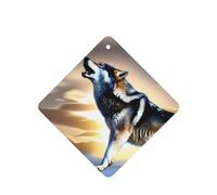 Phayah Ambientador de coche con aroma a lavanda con diseño de lobo que crece en el cielo, tarjeta cuadrada para colgar, tarjeta perfumada para colgar, 4 piezas para coches, armarios, zapatos