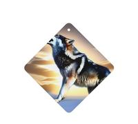 Phayah Ambientador de coche con aroma a lavanda con diseño de lobo que crece en el cielo, tarjeta cuadrada para colgar, tarjeta perfumada para colgar, 6 piezas para coches, armarios, zapatos