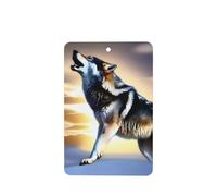 Phayah Ambientador de coche con aroma a lavanda con diseño de lobo que crece en el cielo, tarjeta rectangular para colgar, tarjeta perfumada para colgar, 6 piezas para coches, armarios, zapatos