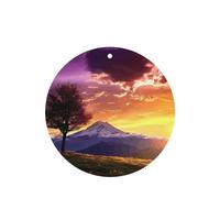 Phayah Ambientador de coche con aroma a lavanda con diseño de paisaje de puesta de sol, tarjeta de forma redonda, para colgar, tarjeta perfumada, 4 piezas para cajones de armario de automóviles