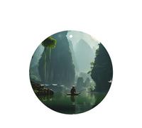 Phayah Ambientador de coche con aroma a lavanda con diseño de pescador de montaña, forma redonda, tarjeta perfumada colgante, 6 piezas para cajones de armario de automóviles