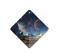 Phayah Ambientador de coche con aroma a lavanda con diseño de planeta alienígena, tarjeta cuadrada para colgar, tarjeta perfumada para colgar, 4 piezas para coches, armario, cajón, eliminar