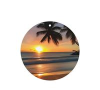 Phayah Ambientador de coche con aroma a lavanda con diseño de puesta de sol y playa, tarjeta de forma redonda, para colgar, 6 unidades, para cajones de armario de automóviles