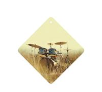 Phayah Ambientador de coche con aroma a lavanda con diseño de tambor musical en campo, tarjeta cuadrada para colgar, tarjeta perfumada para colgar, 4 piezas para coches, armario, cajón, eliminar