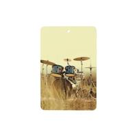 Phayah Ambientador de coche con aroma a lavanda con diseño de tambor musical en campo, tarjeta rectangular para colgar, tarjeta perfumada para colgar, 6 piezas para coches, armario, cajón, eliminar